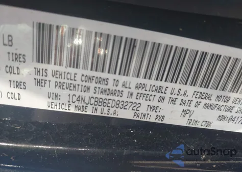 2014 Jeep Compass Sport from USA, damaged, VIN 1C4NJCBB6ED832722